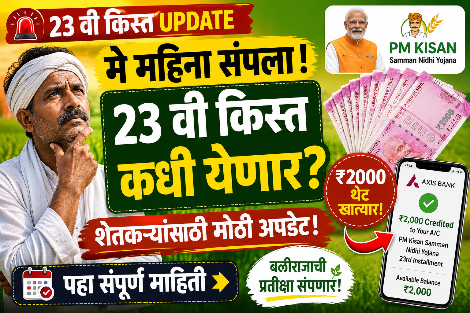PM Kisan Yojana 23rd Installment: मे महिना संपला! बळीराजाची प्रतीक्षा संपणार, कधी जमा होणार २३ वी किस्त? पहा संपूर्ण माहिती